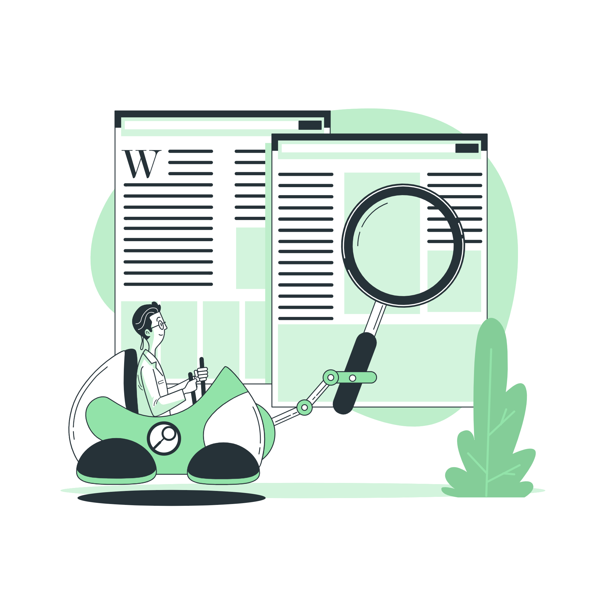 Illustration of people using software